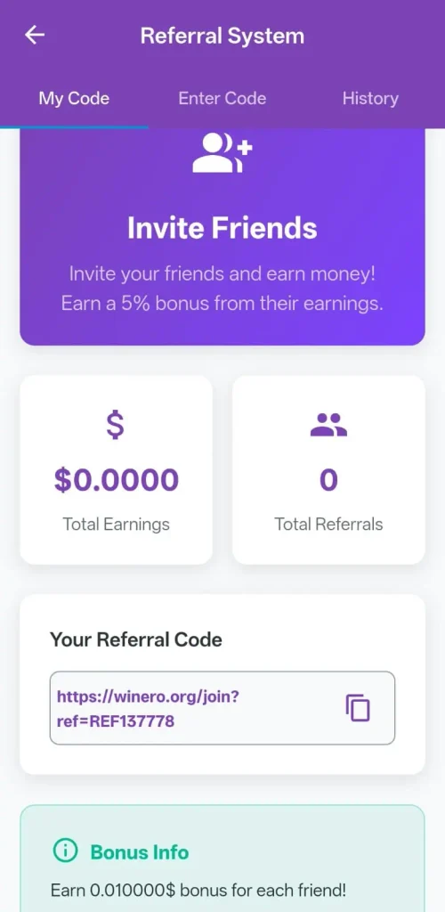Winero-App-Referral